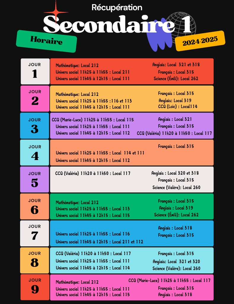 Horaire recuperations 2024 2025 Page 1 1