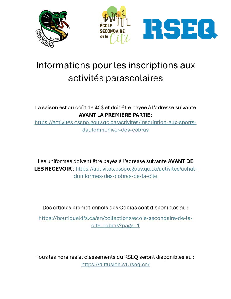 Info parents Cobras