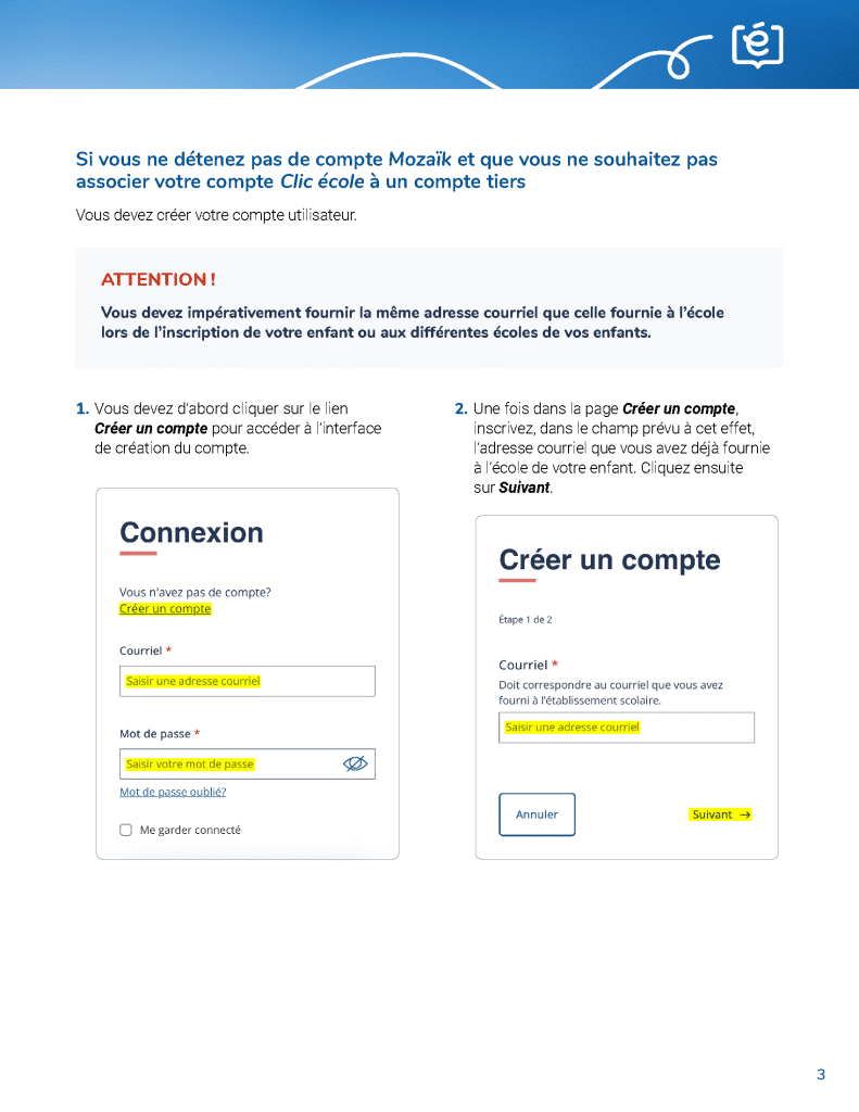 procedure creation compte clicecole Page 3