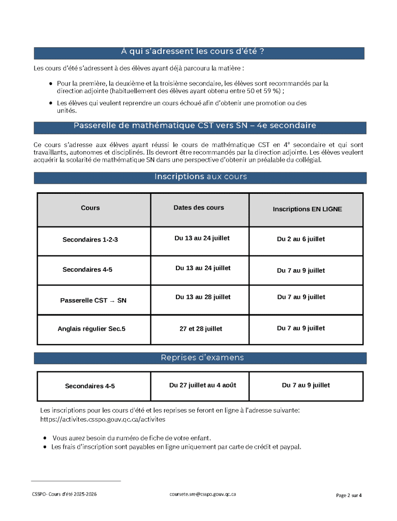 Cours dete 2025 2026 CSSPO. 2 Page 2
